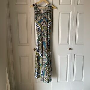 JohnPaulRichard | Abstract print maxi dress. Tie back. Size Medium. NWT. Aztec